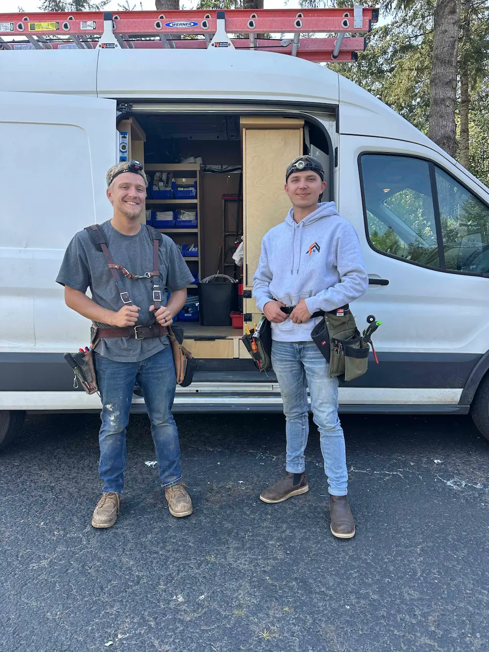 Tray, Owner of Karlsen Electric, installing home EV chargers